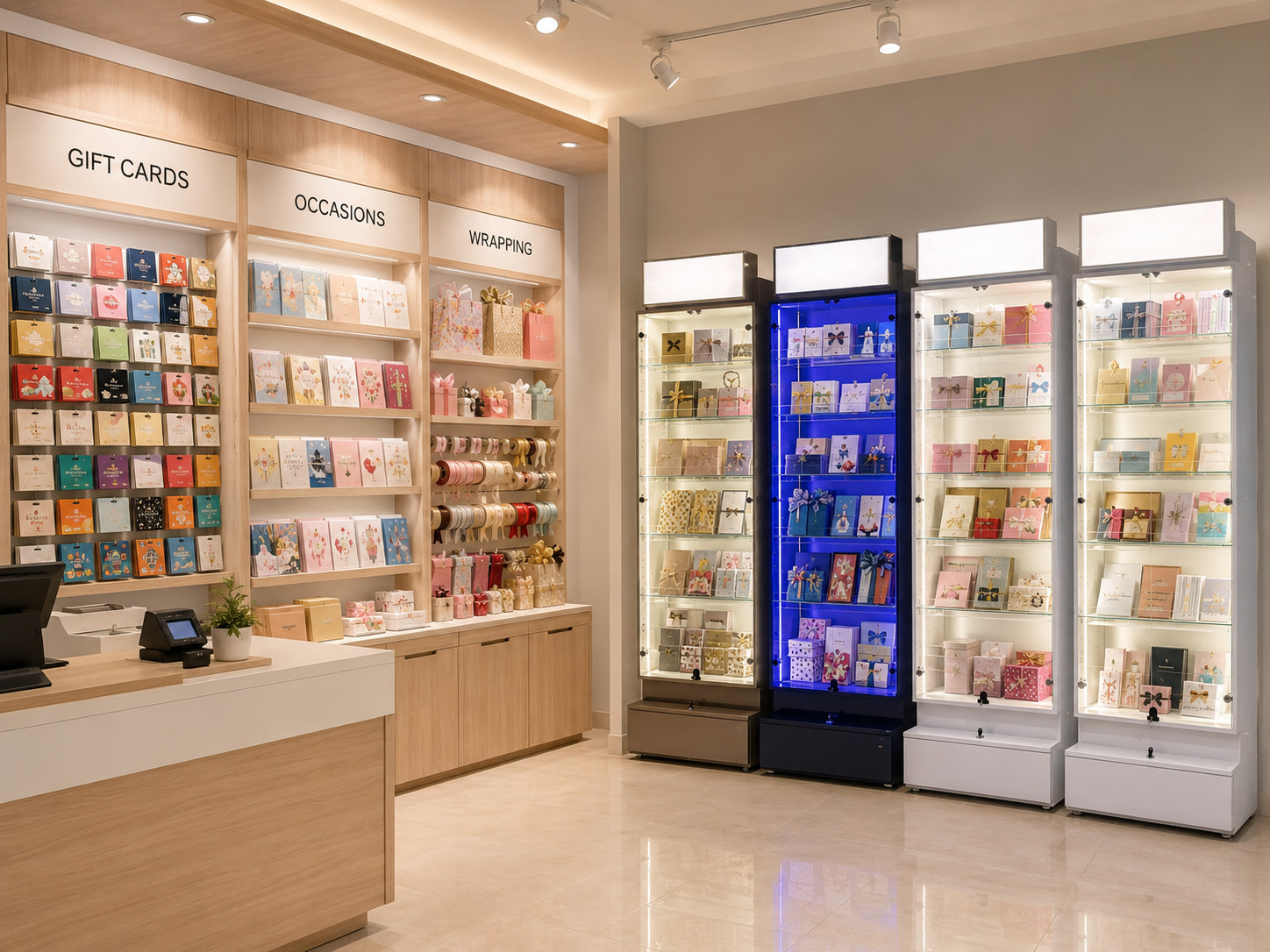illuminated-glass-showcase-gift-card-store illuminated-glass-showcase-gift-card-store