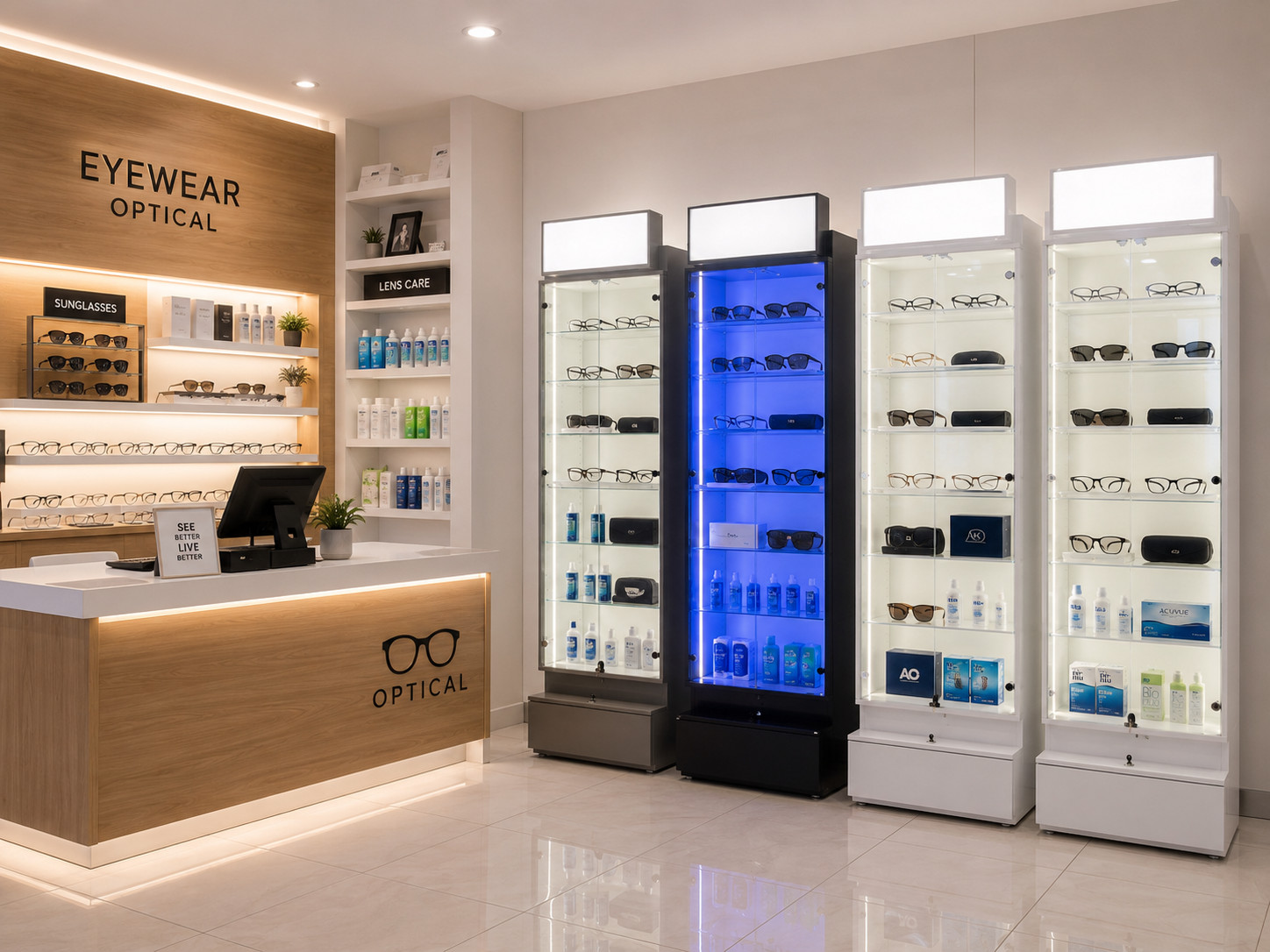 illuminated-glass-showcase-optical-store illuminated-glass-showcase-optical-store